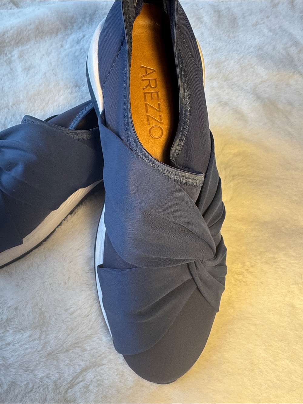 Arezzo Women’s Navy Slip-On Knotted Athletic Sneakers Size 38 (7)